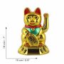 Agitando gato chino - Maneki neko - solar base redonda - 18 cm - oro