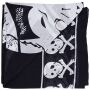 Cotton Scarf - skull pirate with bones - black - white - squared kerchief