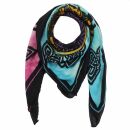 Baumwolltuch - Keltische Knoten und Figuren schwarz - tie dye - quadratisches Tuch