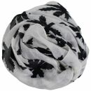 Sciarpa di cotone - foglia di canapa medio - bianco - nero - foulard quadrato