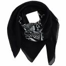 Cotton Scarf - abstract 23 - squiggle ornament - black -...