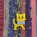 Anstecker - Katze - gelb-blau - DDR Anstecknadel