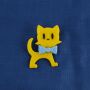 Anstecker - Katze - gelb-blau - DDR Anstecknadel