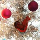 ciondolo di latta - gallo - rosso - Ornamento per albero di Natale