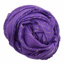 Cotton Scarf - purple Lurex gold - squared kerchief