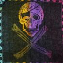 Sciarpa di cotone - teschi pirati neri - cravatta tinta - foulard quadrato
