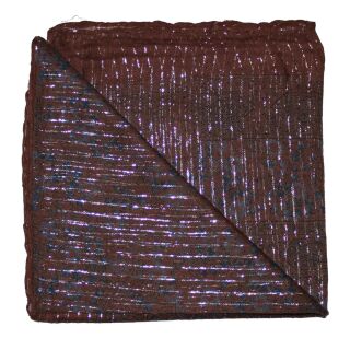 Pañuelo de algodón - Estampado de India 1 - marrón Lúrex plateado - toscamente tejida - Pañuelo cuadrado para el cuello
