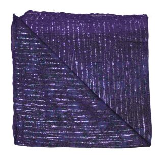 Cotton Scarf - Indian pattern 1 - purple Lurex silver - coarsely woven - squared kerchief