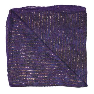 Baumwolltuch - Indisches Muster 1 - lila Lurex gold - grob gewebt - quadratisches Tuch