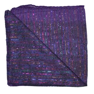 Baumwolltuch - Indisches Muster 1 - lila Lurex mehrfarbig - grob gewebt - quadratisches Tuch