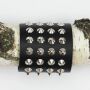 Leather bracelet with studs - Bracelet with spiked rivets 4-row - black