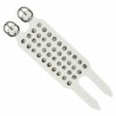 Leather bracelet with studs - Bracelet with spiked rivets 4-row - white