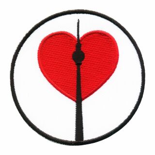 Patch - Torre TV Berlino con cuore - toppanera-bianca-rossa 8 cm