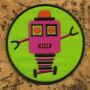 Aufnäher - Roboter - pink und grün 8 cm - Patch