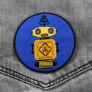 Aufn&auml;her - Roboter - gelb und blau 8 cm - Patch
