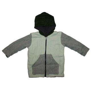 Childrens Jacket - beige-grey with green hood