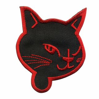 Aufn&auml;her - Katzenkopf - schwarz-rot - Patch