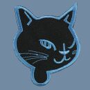Aufnäher - Katzenkopf - schwarz-blau - Patch