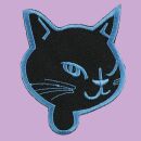 Aufn&auml;her - Katzenkopf - schwarz-blau - Patch