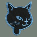Aufn&auml;her - Katzenkopf - schwarz-blau - Patch