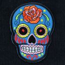 Aufnäher - Totenkopf Mexico mit Rose - blau-orange - Patch