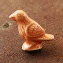 Pomello in ceramica shabby chic - Uccello - arancione chiaro