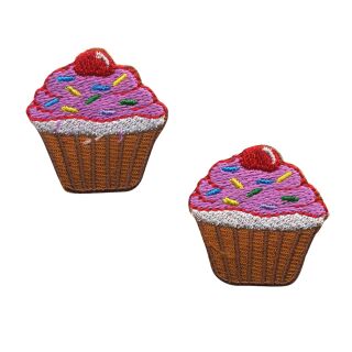 Aufnäher - Muffin - braun - 2er Set - Patch