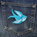 Patch - Swallow - turquoise-white - head to the right