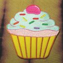 Aufnäher - Muffin - gelb-hellblau-rosa - Patch