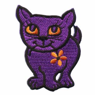 Patch - gatto con fiore - viola - toppa