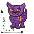 Patch - gatto con fiore - viola - toppa