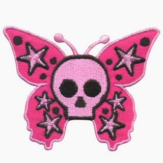 Patch - farfalla teschio - rosa-rosa - toppa