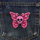 Aufnäher - Totenkopf Schmetterling - pink-rosa - Patch