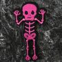 Aufnäher - Skelett frech - rosa-schwarz - Patch