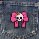 Patch - teschio con fiocco - rosa-rosso - toppa