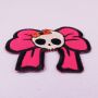 Aufnäher - Totenkopf mit Schleife - pink-rot - Patch