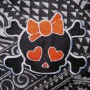 Patch - Skull with hearts - black-light red-white