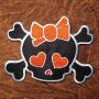 Patch - Skull with hearts - black-light red-white