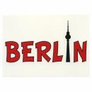 Postkarte - Berlin - roter Schriftzug mit Fernsehturm