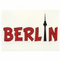 Postkarte - Berlin - roter Schriftzug mit Fernsehturm
