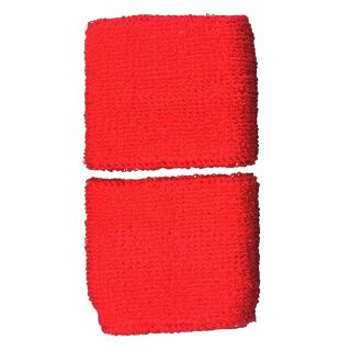 Polsino - Fascia da polso tergisudore tinta unita - rosso - rosso neon - Set di due