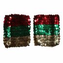 Sequined gauntlets - green-golden-red - 2 piece