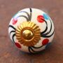 Ceramic door knob shabby chic - Flower 18 - red-blue-magenta
