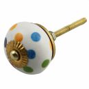 Ceramic door knob shabby chic - Dots - yellow-blue-green-red-purple