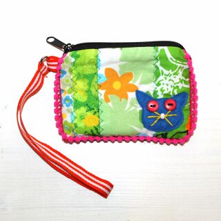 Reißverschluß-Tasche aus Baumwolle - Katze - Patchwork Muster 04 - Reißverschlußbeutel