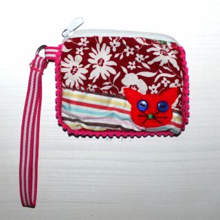 Reißverschluß-Tasche aus Baumwolle - Katze - Patchwork Muster 05 - Reißverschlußbeutel