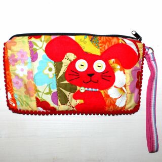 Pencil case made of cotton - Bunny big - Patchwork Pattern 01 - Pocket