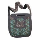 Shopping bag - Pattern of Flowers brown-blue-turquoise 01...
