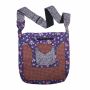 Bolso de hombro hecho de tela - estampado de flores púrpura-gris-marrón-rojo 01 - hecho de tela