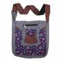 Bolso de hombro hecho de tela - estampado de flores púrpura-gris-marrón-rojo 02 - hecho de tela